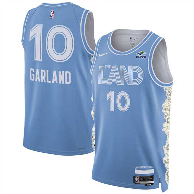 Mens Cleveland Cavaliers #10 Darius Garland Light Blue 2024-25 City Edition Stitched Jersey Dzhi->cleveland cavaliers->NBA Jersey